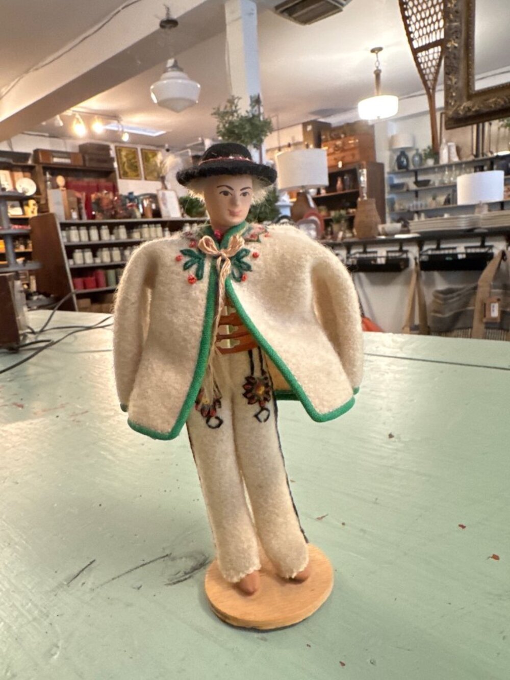 Vintage Polish Folk Art Felt Goral Doll Handmade Collectible Display Piece